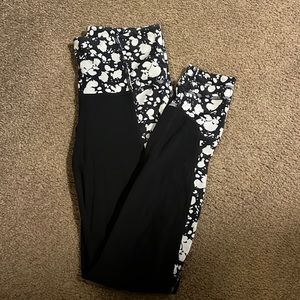 Athleta Leggings, High-Waisted, Black and White Pattern